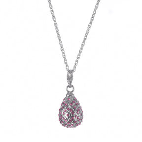 Keren Kopal Silver Egg with Pink Crystals Pendant Necklace