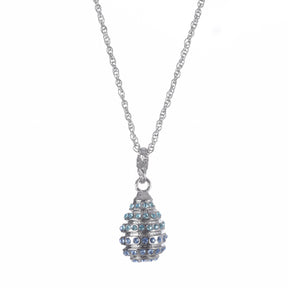 Keren Kopal Silver Egg with blue crystals Pendant Necklace
