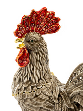 Grey Rooster Jewelry Trinket Box