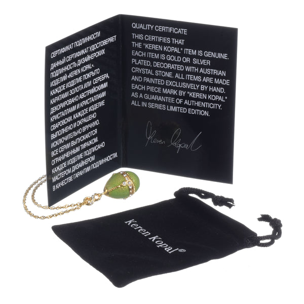 Collier pendentif œuf or et vert