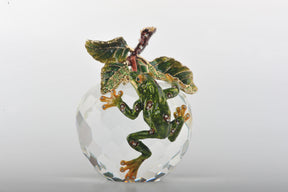 Keren Kopal Crystal Apple with a Green Frog on it