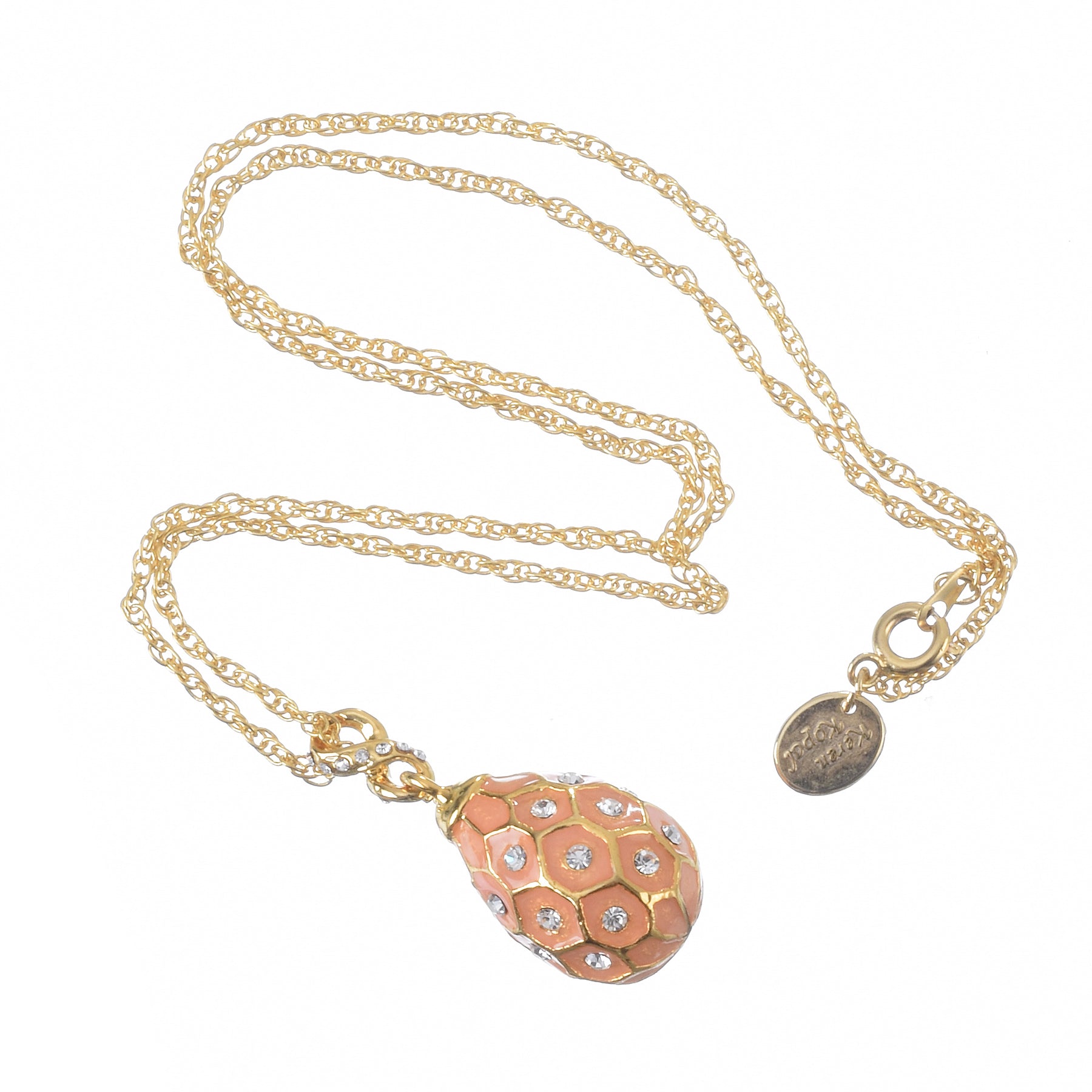 Keren Kopal Pink & Gold Egg Pendant Gold Necklace