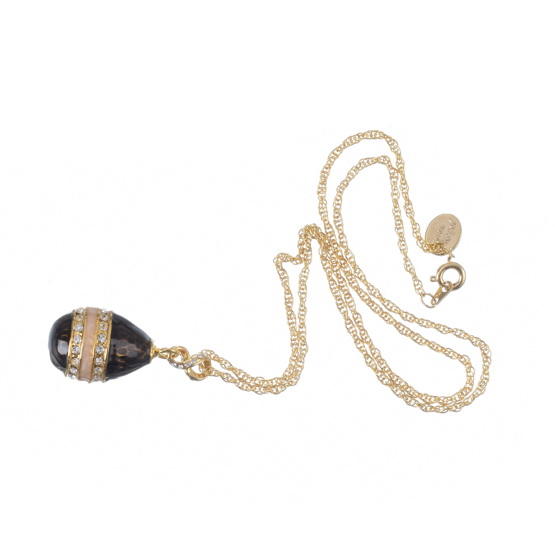 Keren Kopal Black & Gold Egg Pendant Necklace