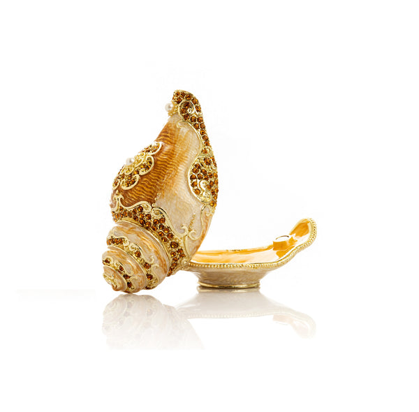 Elegant Gold & Crystal Seashell Trinket Box