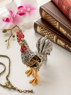 Grey Rooster Jewelry Trinket Box