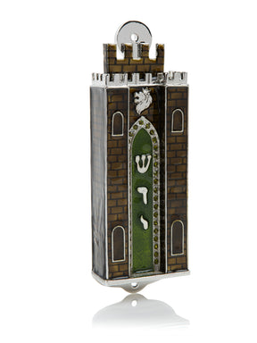 Brown Holy Ark style Mezuzah