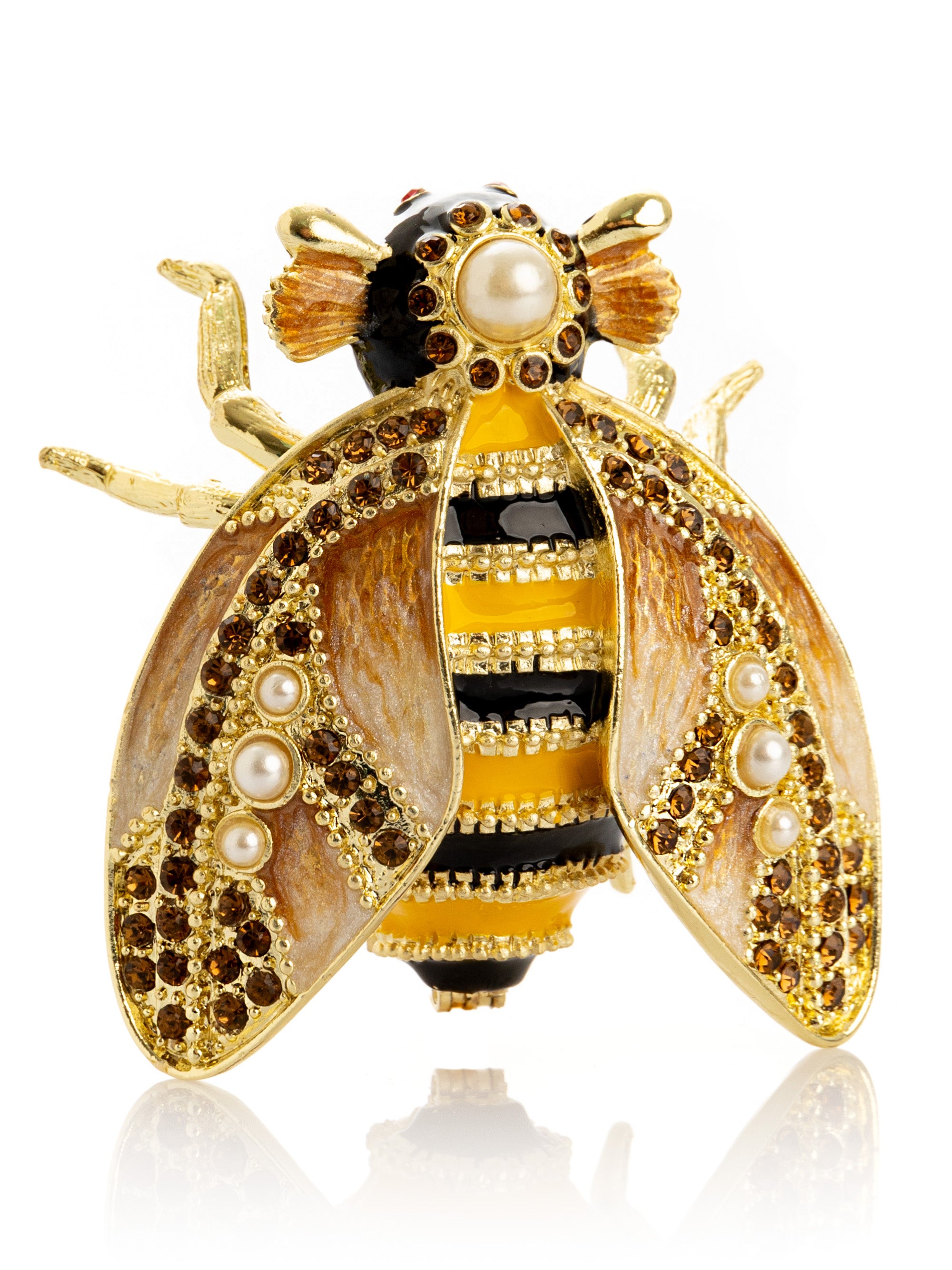 Gold & Black Bee Queen Enamel Trinket Box | Keren Kopal