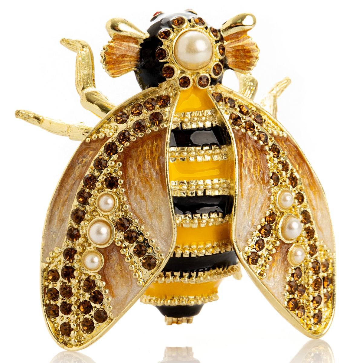Gold & Black Bee Queen Enamel Trinket Box | Keren Kopal