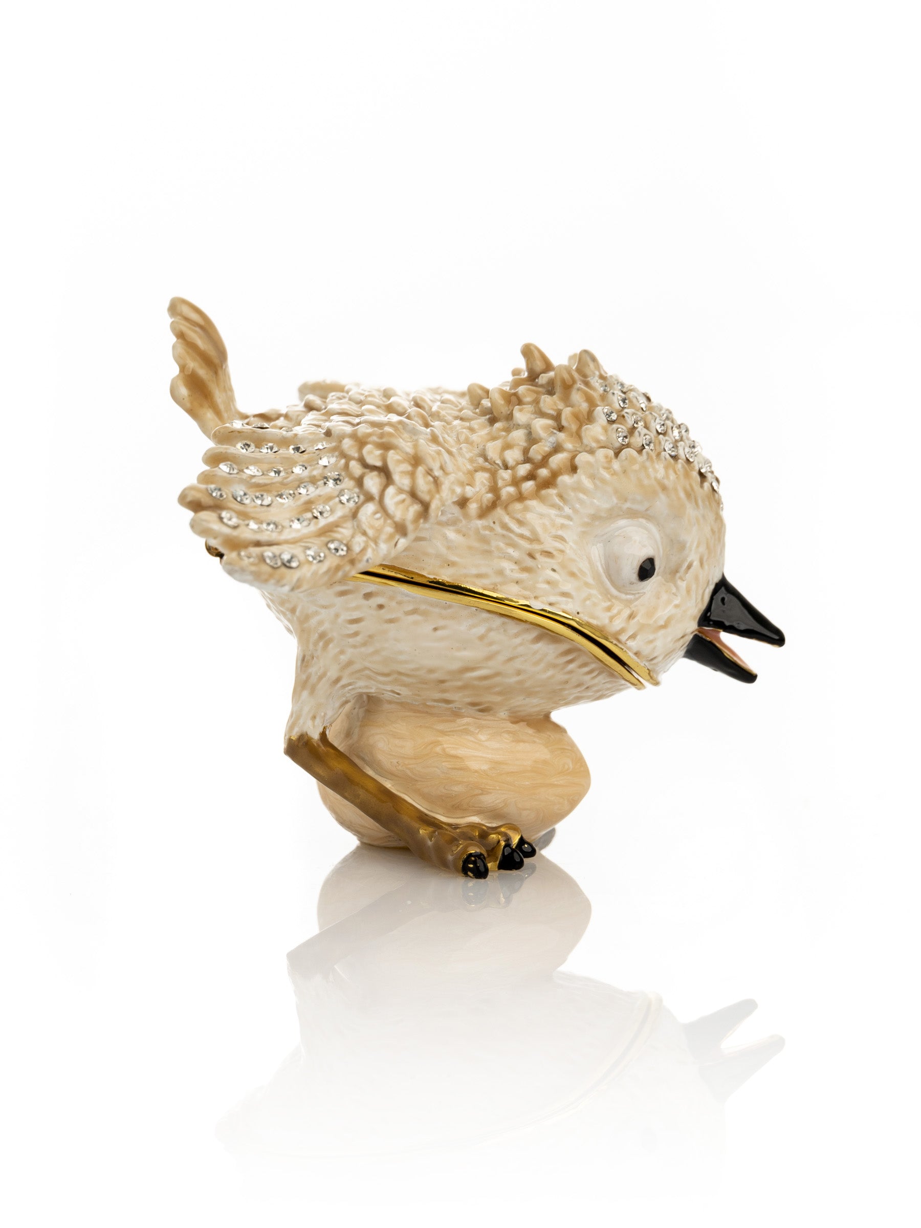Keren Kopal Beige Bird with Egg Trinket Box