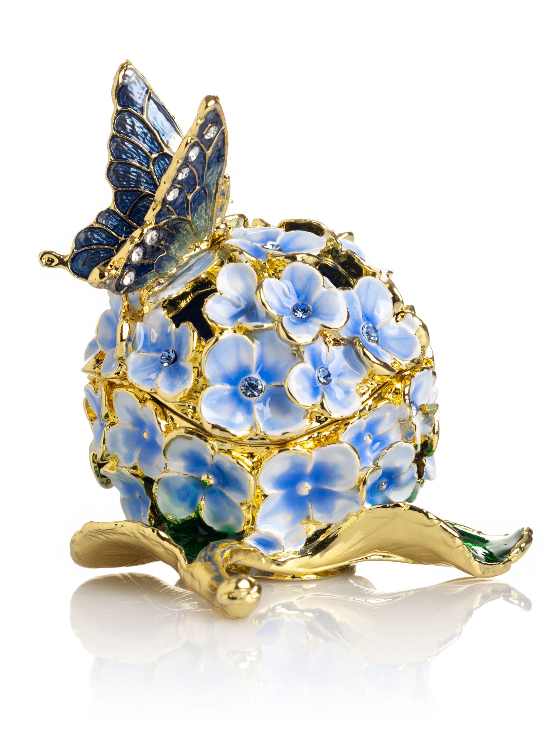 Butterfly on Blue Flower Trinket Box