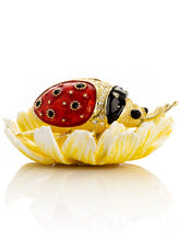 Keren Kopal Ladybug on Flower Jeweled Trinket Box