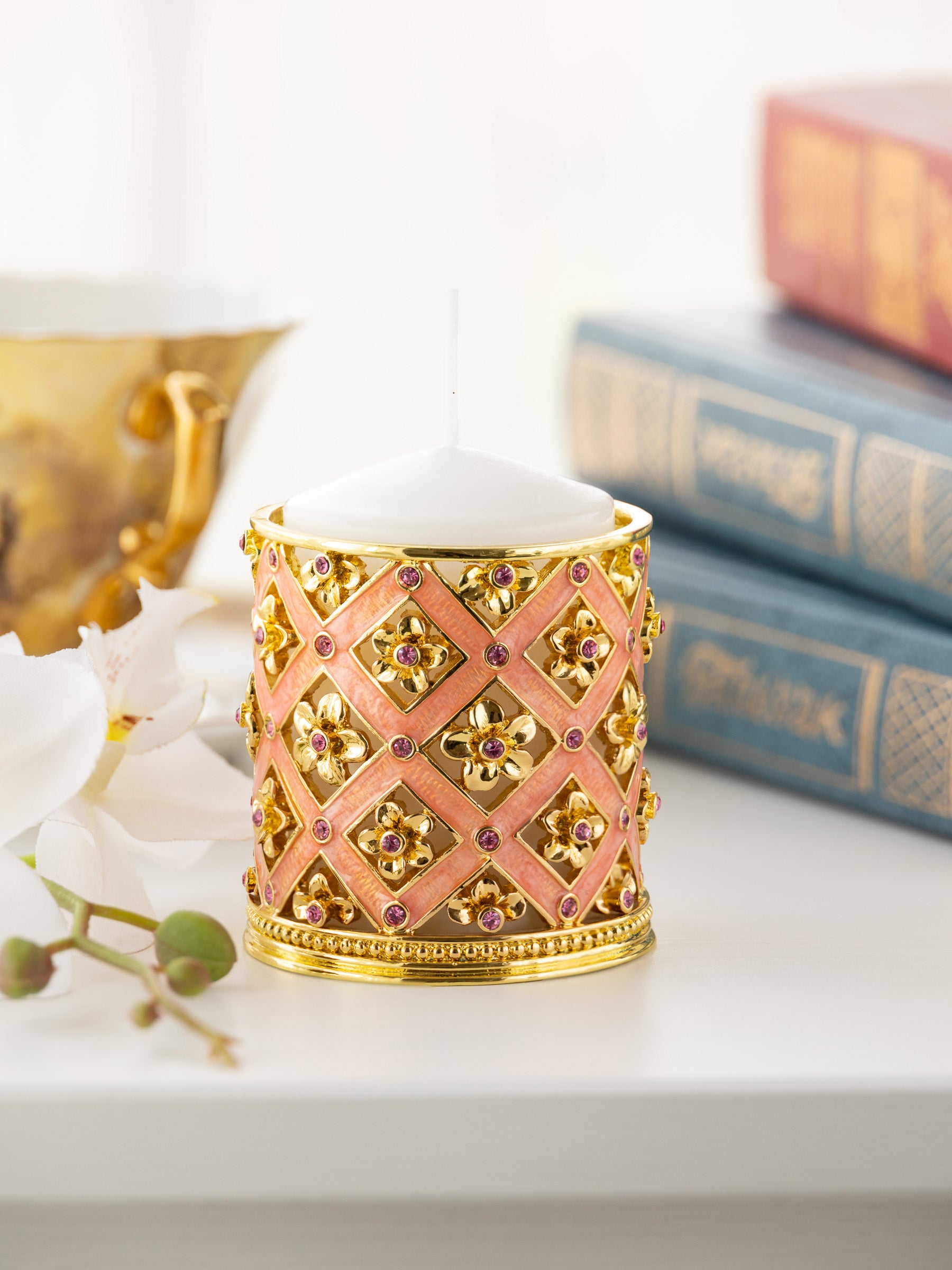 Pink Decorated Candle Holder
