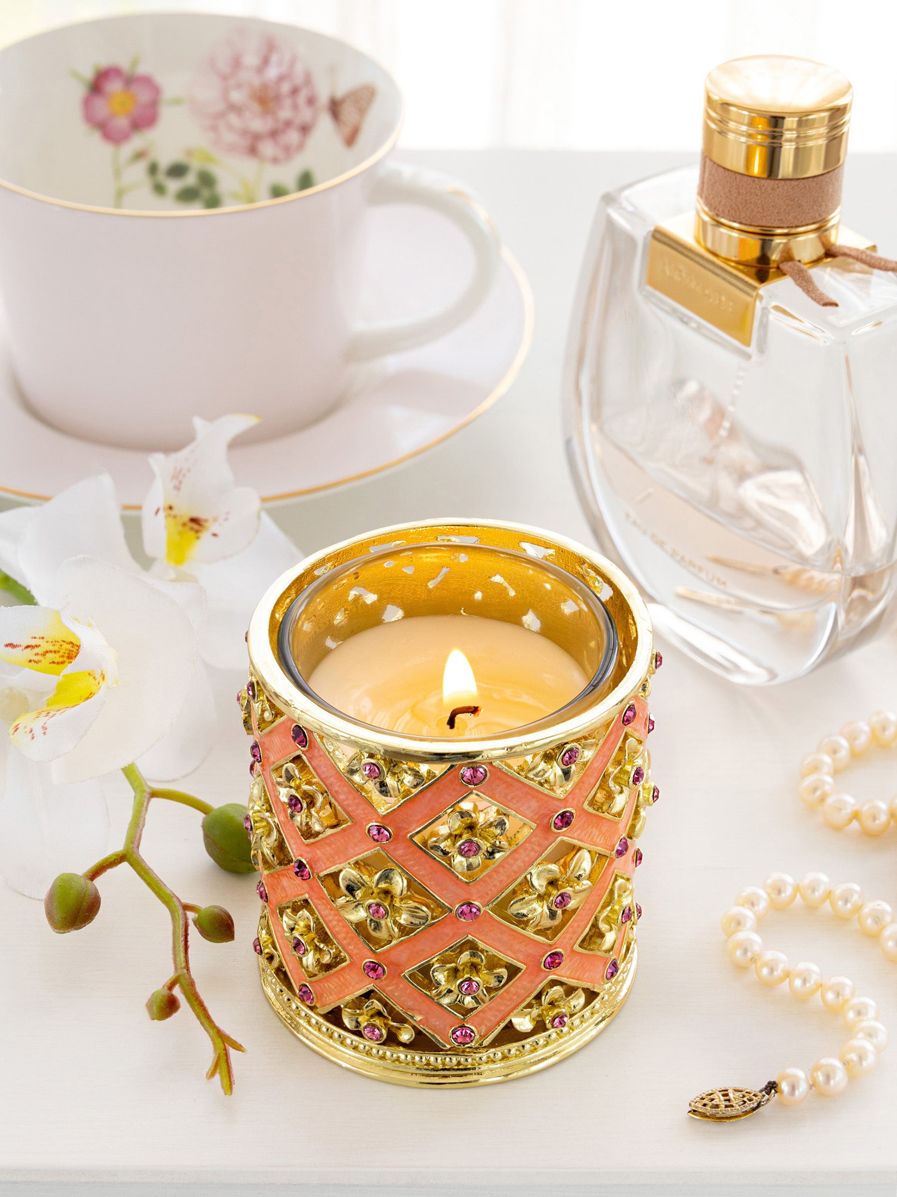Keren Kopal Pink Decorated Candle Holder