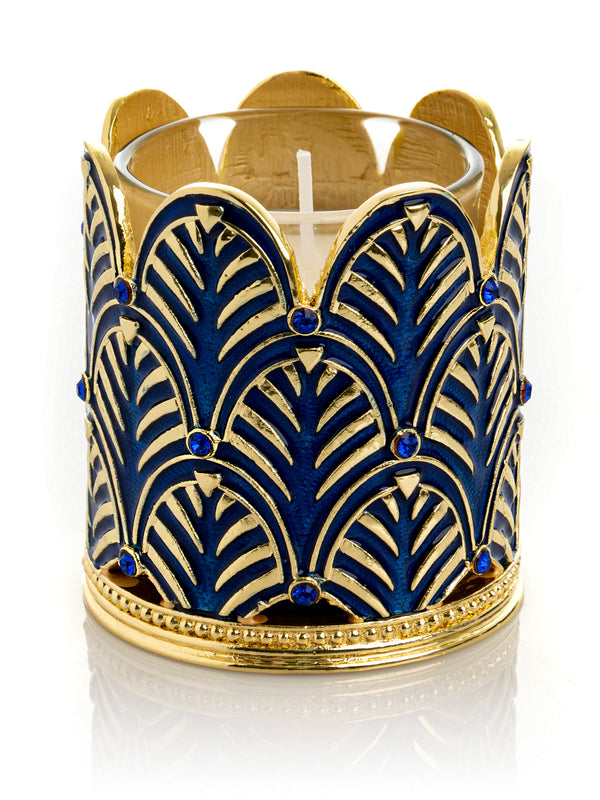 Blue Decorated Candle Holder