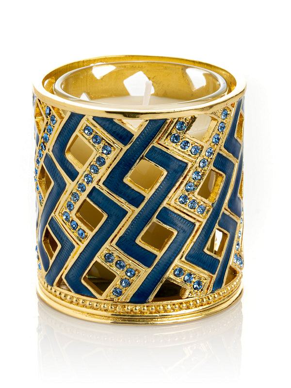 Blue Decorated Candle Holder