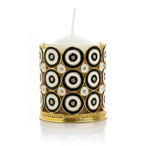 Golden Decorated Candle Holder with Circles Pattern