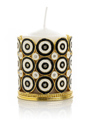 Keren Kopal Golden Decorated Candle Holder with Circles Pattern