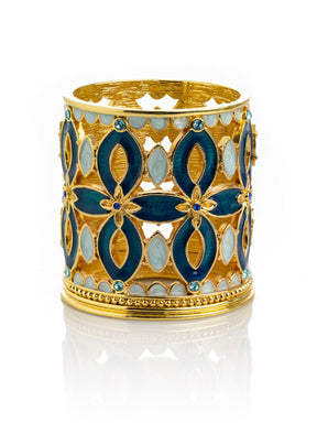 Golden Blue Decorated Candle Holder