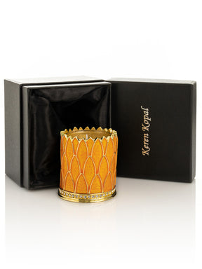 Keren Kopal Yellow Decorated Candle Holder