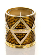 Keren Kopal Golden Brown Decorated Candle Holder with Triangles Pattern