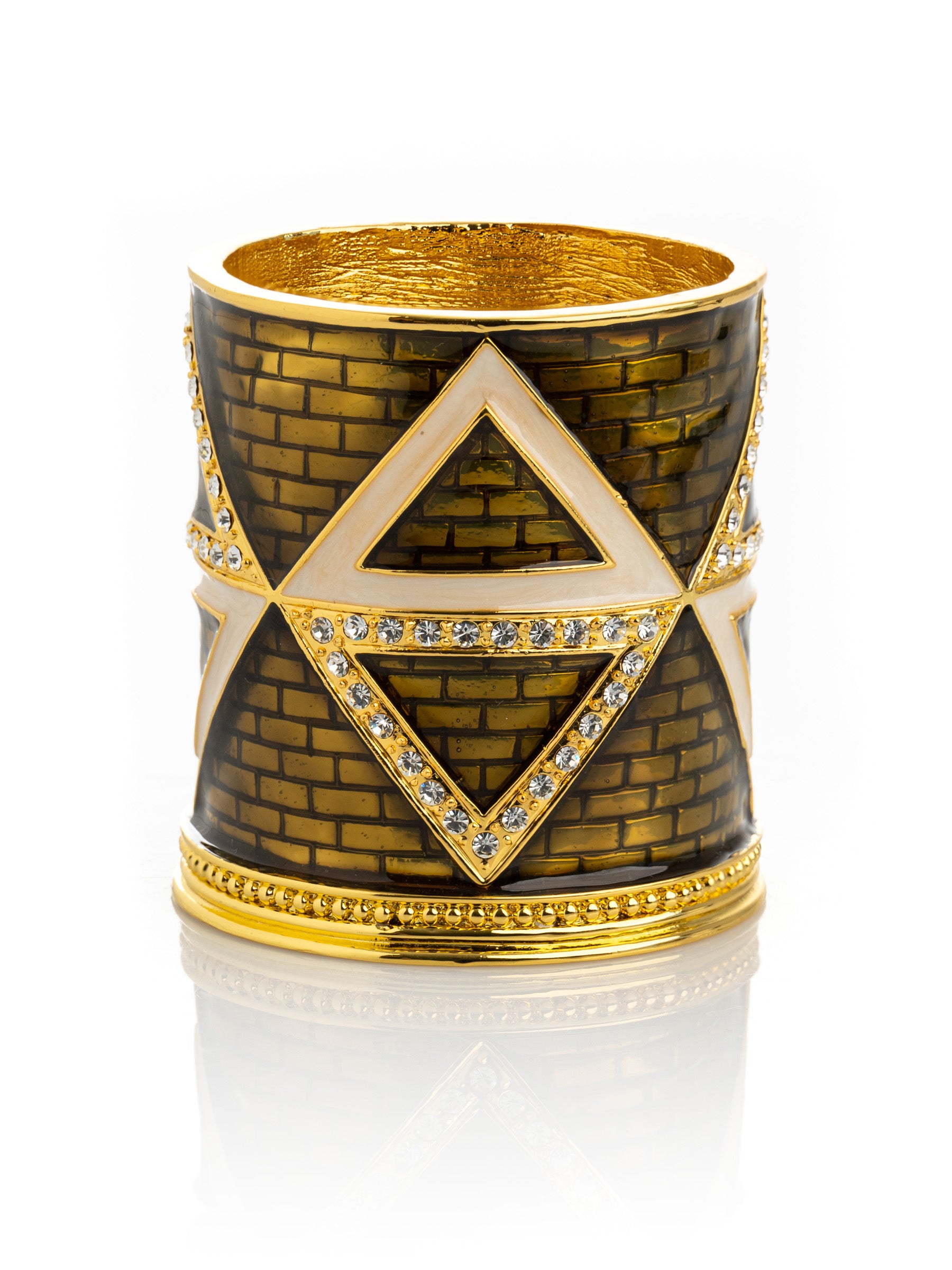 Golden Brown Decorated Candle Holder with Triangles Pattern
