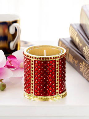 Keren Kopal Red Decorated Candle Holder