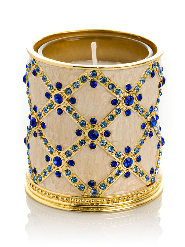 Golden Cream Decorated Candle Holder