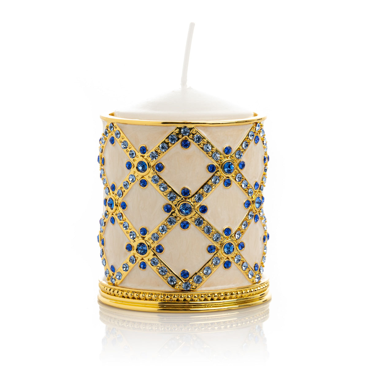 Golden Cream Decorated Candle Holder
