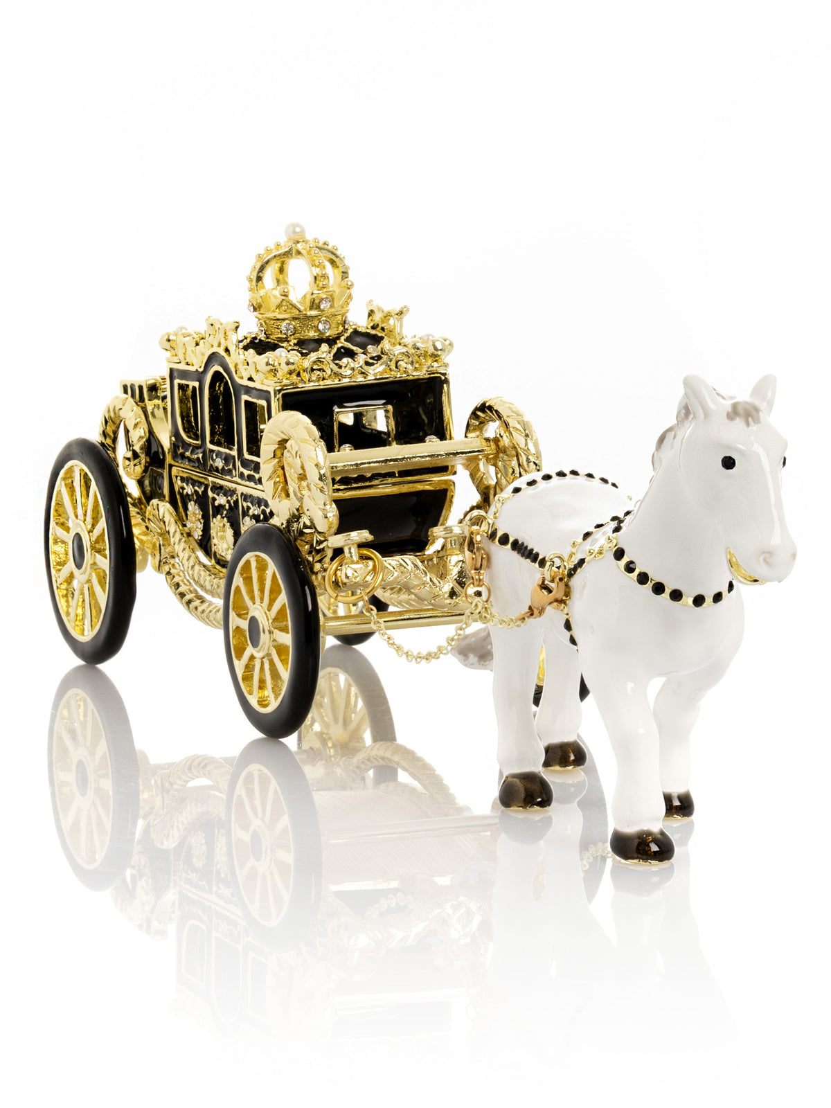 White Horse Pulling a Golden Carriage