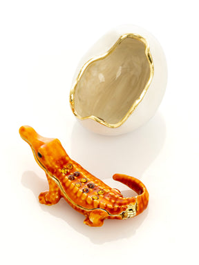 Orange Crocodile hatching from egg