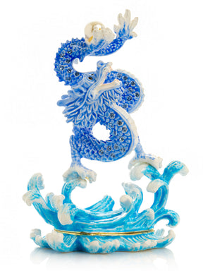 Blue Chinese Dragon on Ocean sea waves water