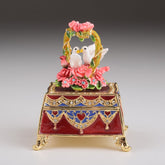 Keren Kopal Red Decorated Box with Roses and Two White Doves