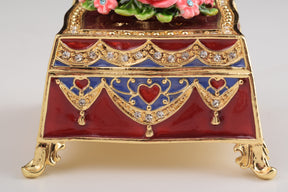 Keren Kopal Red Decorated Box with Roses and Two White Doves