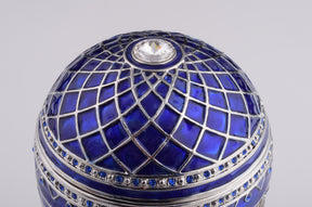 Keren Kopal Blue Russian Egg with Man Riding Horse Surprise Inside