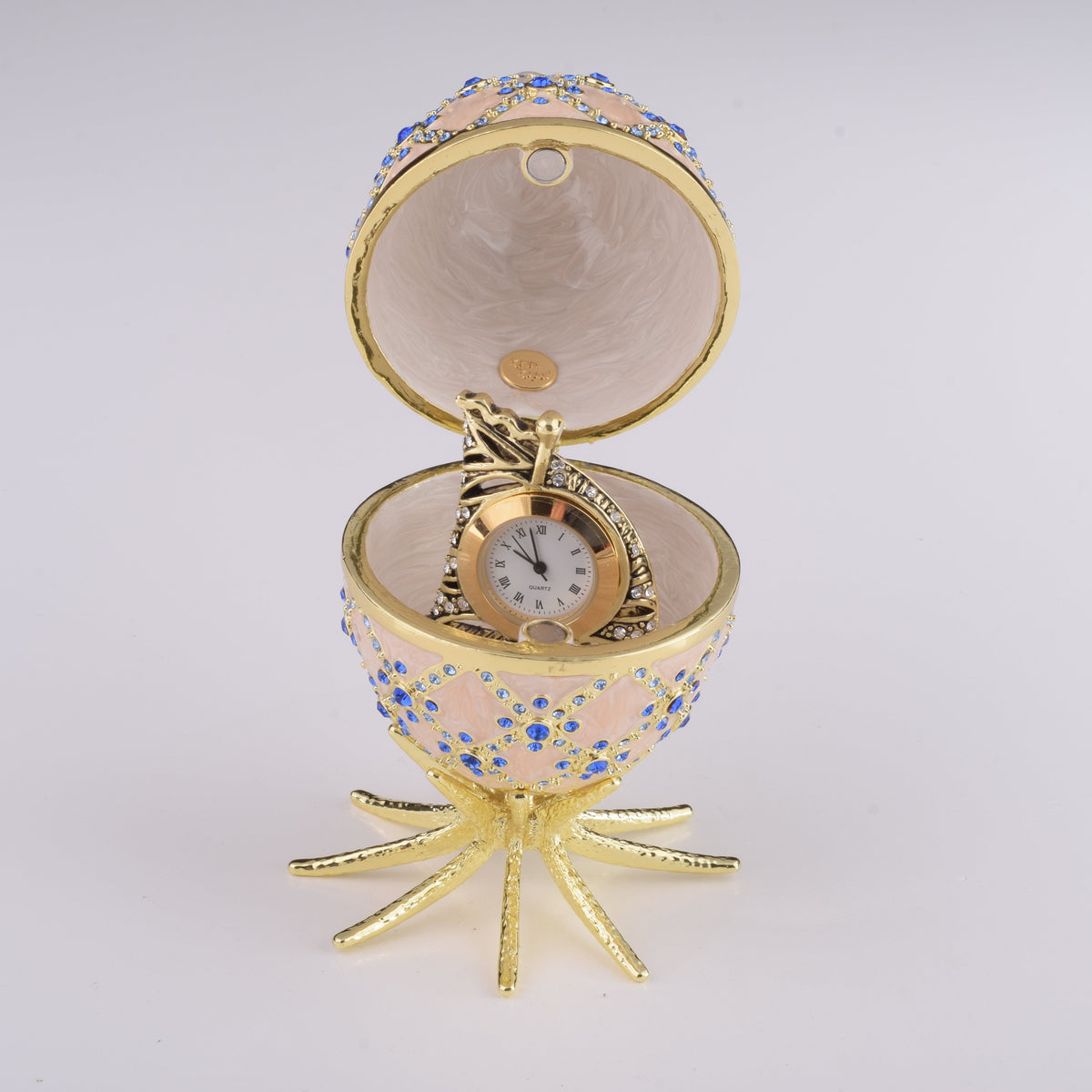 Pink Faberge Egg with Clock Inside