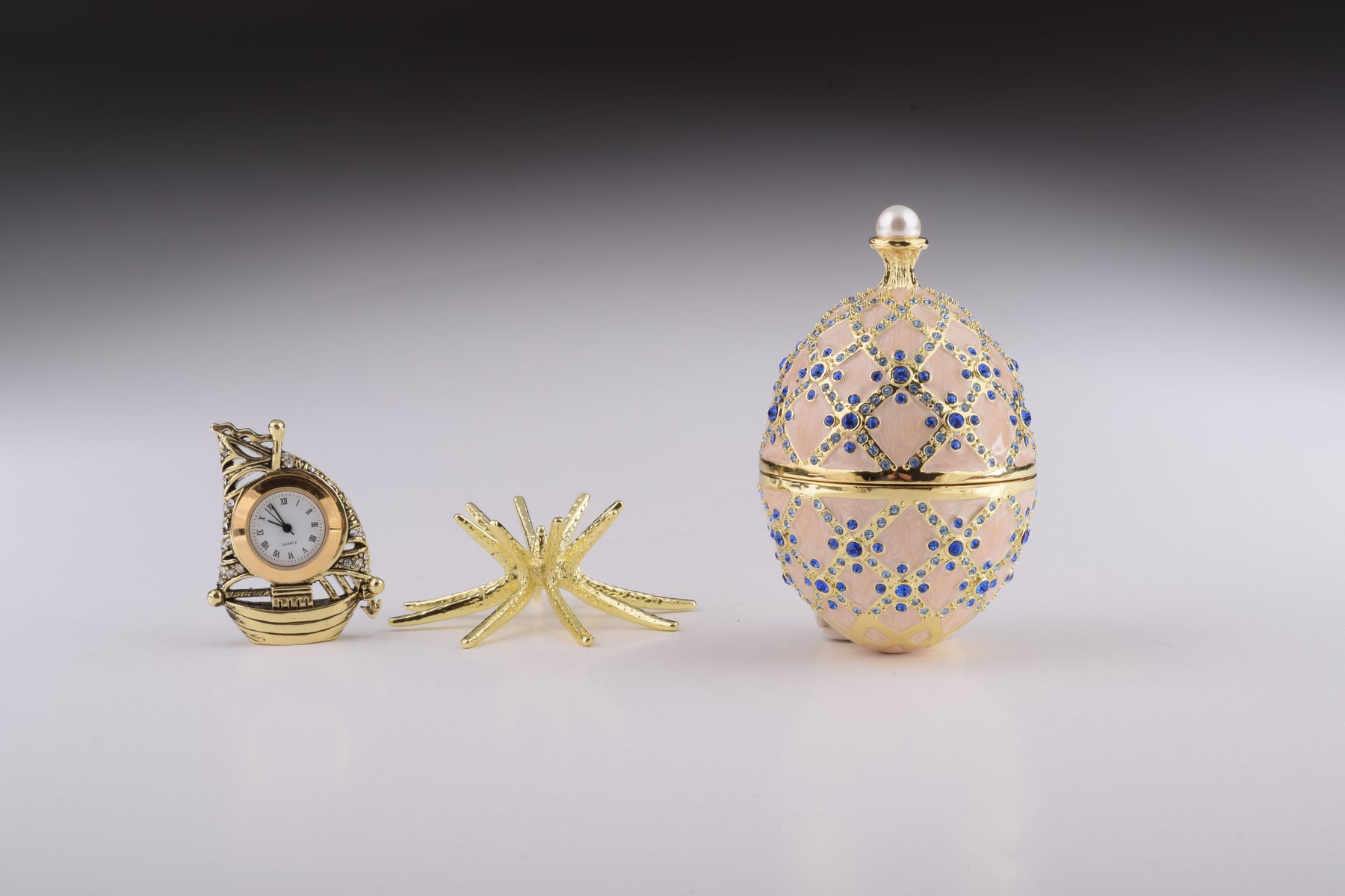 Keren Kopal Pink Faberge Egg with Clock Inside