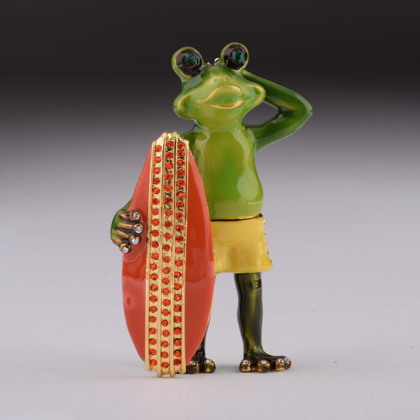 Frosch mit Surfboard