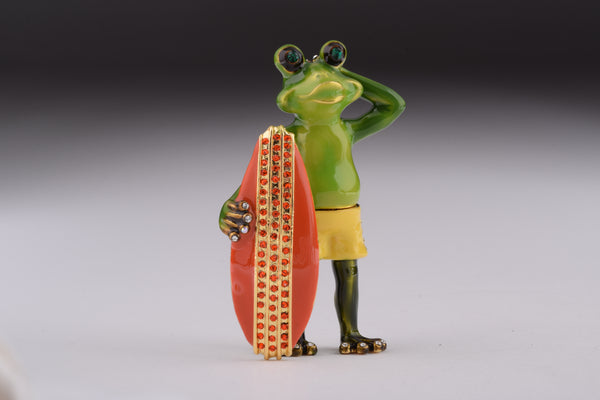 Frosch mit Surfboard