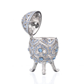 Silver Faberge Egg with Blue Crystals