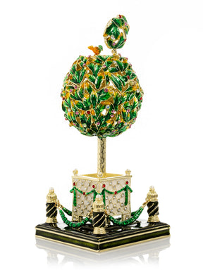 Keren Kopal Bay Tree Faberge Egg with Colorful Crystals
