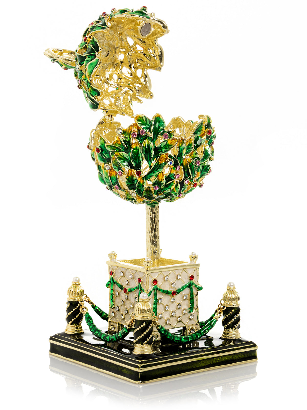 Bay Tree Faberge Egg with Colorful Crystals