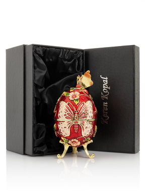 Red Faberge Egg with Flowers and Butterfly