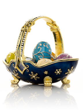 Keren Kopal Blue Basket Carring Small Faberge Eggs