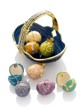 Blue Basket Carring Small Faberge Eggs
