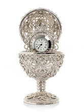 Silver Faberge Egg with Clock Inside