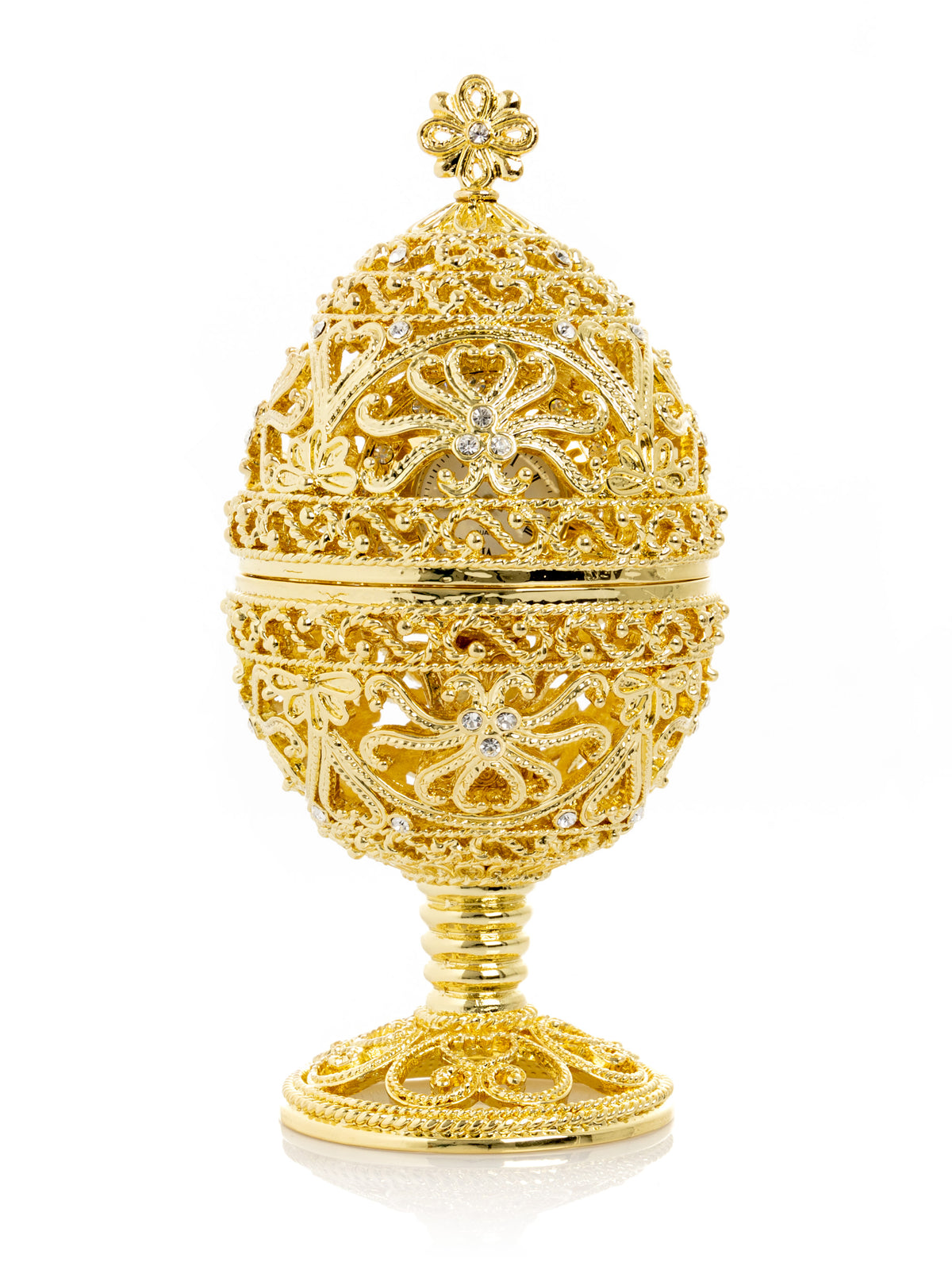 Gold Faberge Egg with Clock Inside