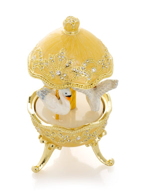 Yellow Carousel Egg with White Swans