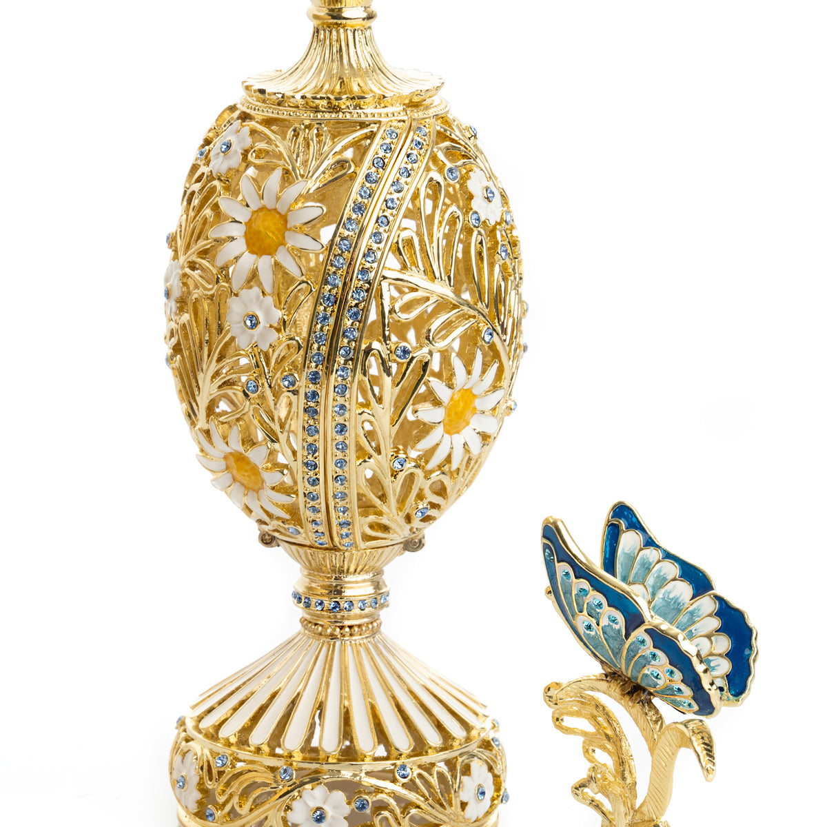 White Faberge Egg with Butterfly Inside