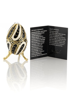 Black and White Music box Fur Elise by Beethoven Faberge Egg