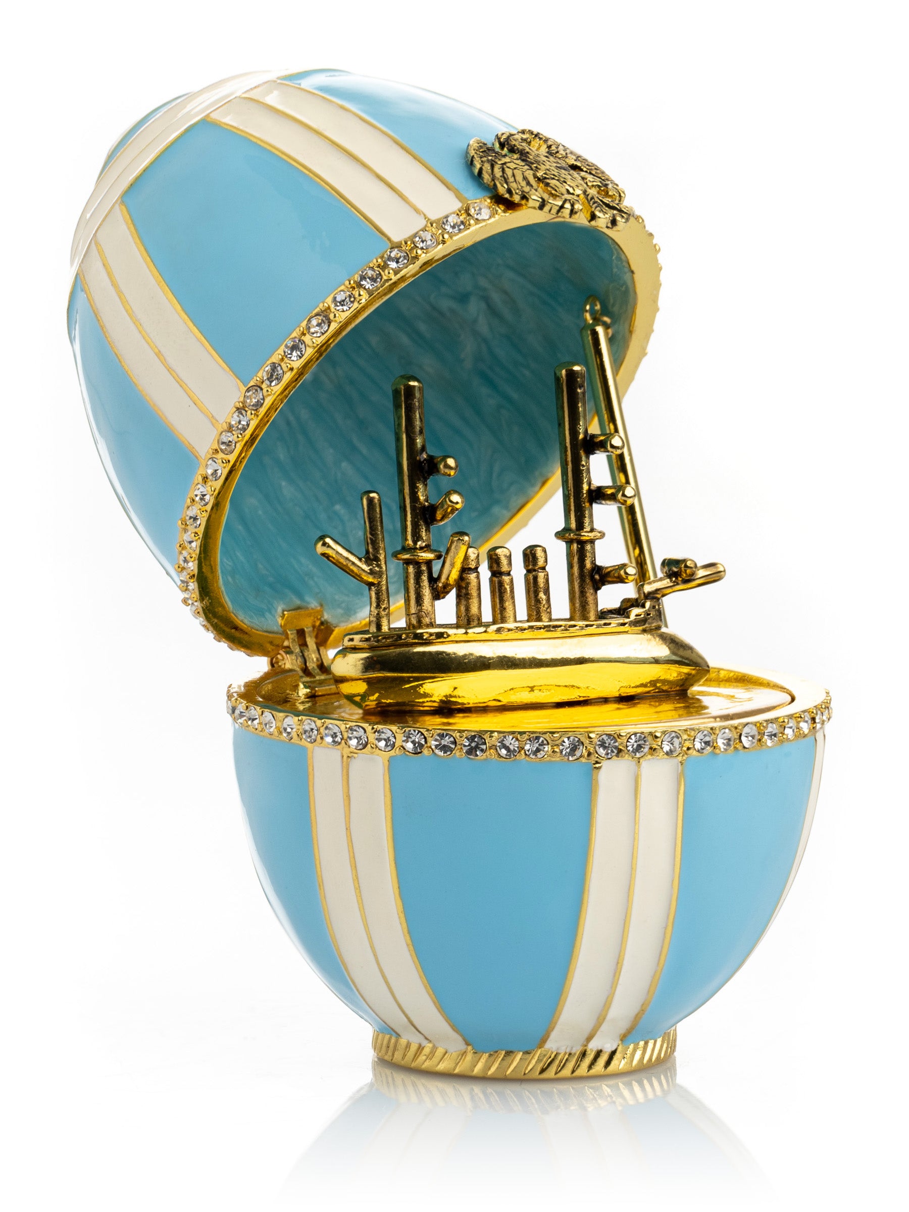 Light blue Egg with Sailing ship